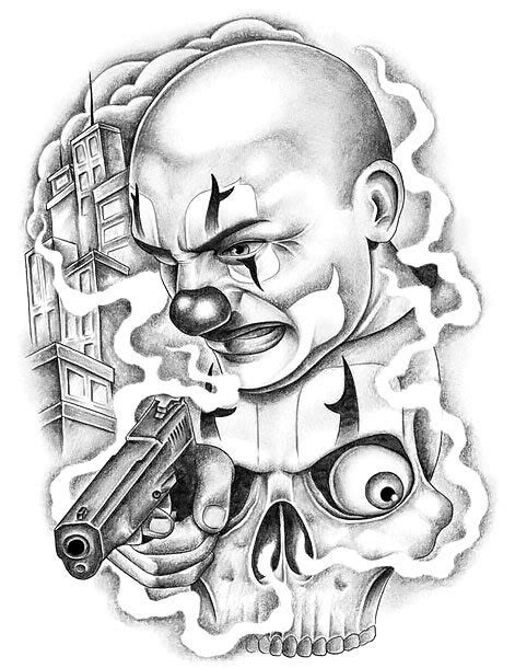 Gangster Clown Girl Tattoo Designs