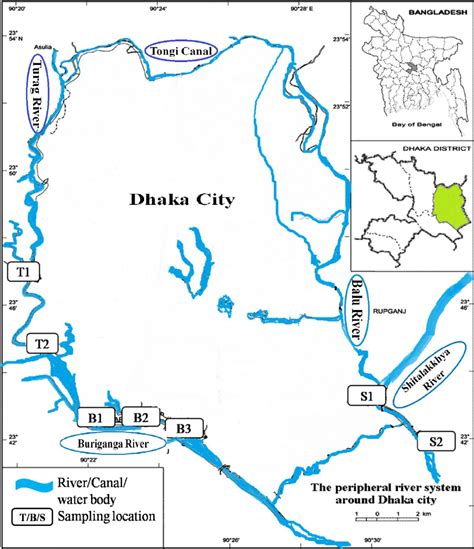 The Sampling Points In Three Main Rivers Around Dhaka City The