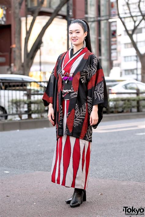 Japanese Street Style W Kimono Hazuki Kimono And Tomorrowland Ankle