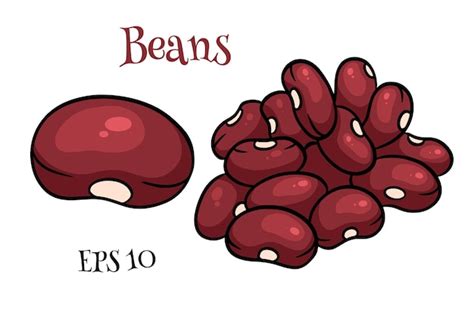 Premium Vector Beans Set Fresh Red Beans In A Cartoon Style Vector Illustration For Design