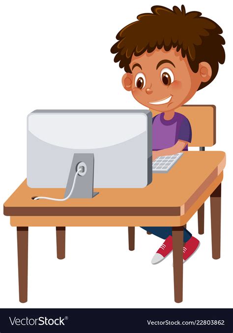 A Boy Using Computer Nunney First School