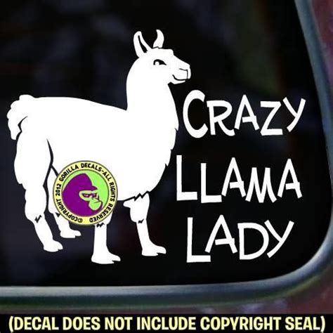 Crazy Llama Lady 2 Full Body Vinyl Decal Sticker Vinyl Decal