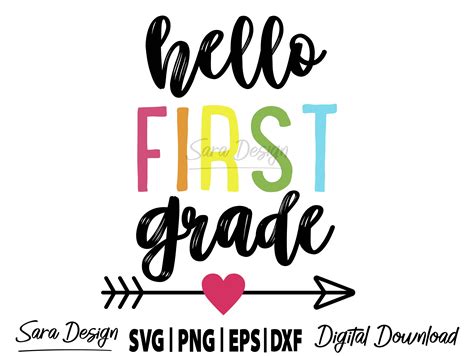 Hello First Grade Svg Hello First Grade Png Digital Cut Etsy