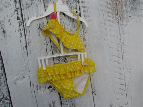 Vintage Itsy Bitsy Tiney Weanie Yellow Polka Dot Bikini 6 9mth Baby