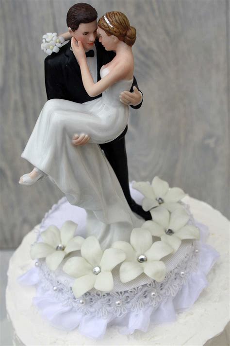 Stephanotis Groom Holding The Bride Wedding Cake Topper Wedding