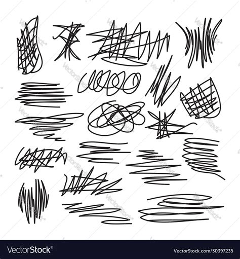 Set Scribble Abstract Drawings Marker Or Pen Vector Image