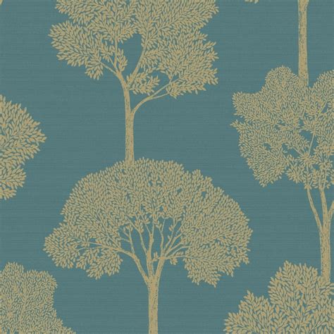 Follow the vibe and change your wallpaper every day! Holden Ambleside Tree Pattern Wallpaper Gold Floral Leaf ...