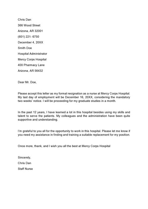Sample Letter Of Resignation Letter For Personal Reasons Images