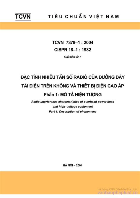 Tiêu chuẩn Việt Nam TCVN 7379 1 2004 CISPR 181 1982 về Đặc tính