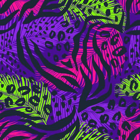 Abstract Geometric Seamless Pattern With Animal Print Trendy Hand