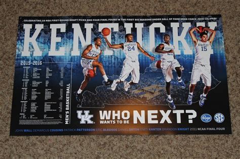 University Of Kentucky 2015 Basketball Poster Schedule Rf1984 Free