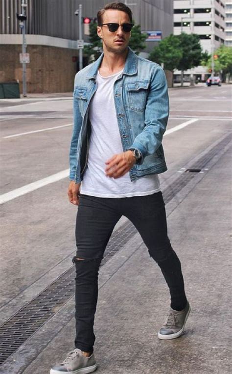 45 Awesome Jeans Jackets Ideas For Men Look Cooler Spring Outfits Men