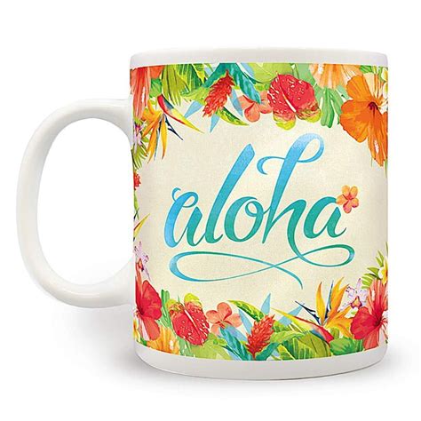 4 Pack Hawaiian Coffee Mugs 14 Oz Aloha Floral