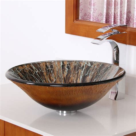 Vessel sinks exude luxury and enhance a bathroom's aesthetics. Elite Handcrafted Glass Fanfare Bowl Vessel Bathroom Sink ...