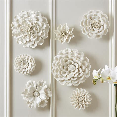 Porcelain Garden Set Of 7 Flower Wall Sculptures Burke Decor