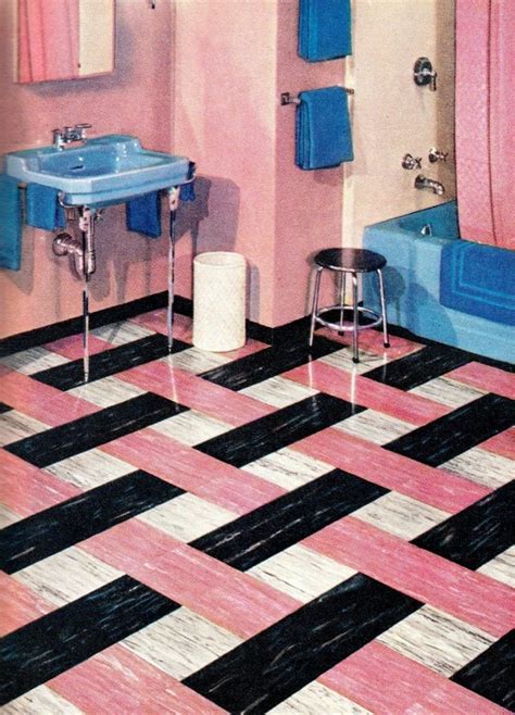 See 20 Vintage 1950s Bathroom Floors In Vinyl And Linoleum Click Americana