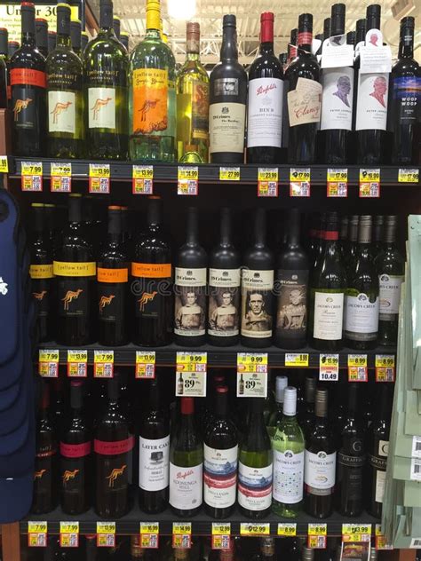 Grocery Shelves Filled With Wine Editorial Image Image Of Full