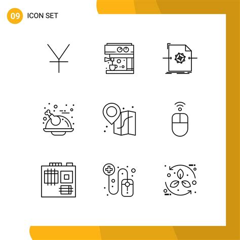 Set Of 9 Modern Ui Icons Symbols Signs For Apple Location Object Beach