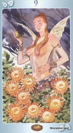 Tarot Of The Nymphs 9 Of Pentacles Ninfas Ilustraciones Arte