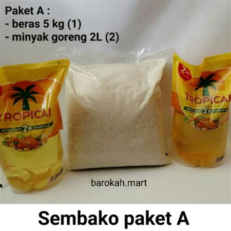 Sembako paket A : beras 5 kg dan minyak goreng 2 Liter | Shopee Indonesia