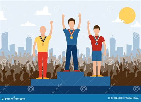 Competition Winners On Pedestal Vector Illustration Sport Contest