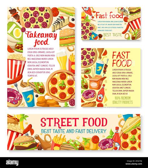 Fast Food And Street Food Posters And Banners For Fastfood Restaurant