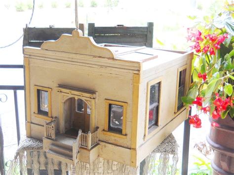 Antique 1920s Rare Prairie Schoolhouse Doll House Signed Folk Art