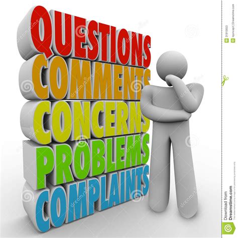 Questions Comments Concerns Thinking Person Words Stock Illustration ...