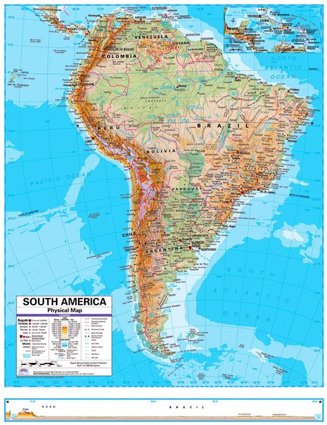 Physical Map Of South America South America Map America Map Latin