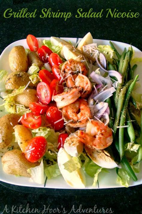Grilled Shrimp Salad Nicoise Is Topped With Shrimp Instead Of Tuna Making For A Delicious Twist