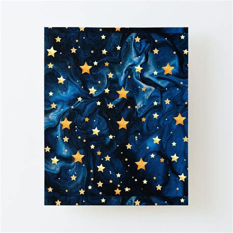 Magical Dark Blue Starry Night Pattern Digital Art Mounted Print By