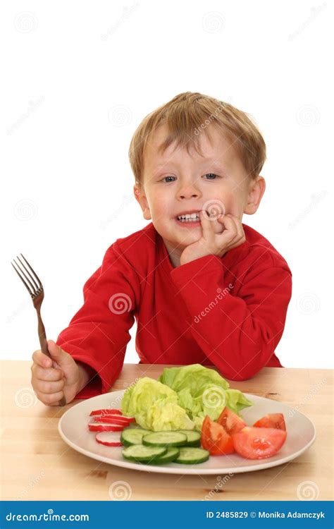 Boy And Vegetables Stock Image Image Of Eating Care 2485829