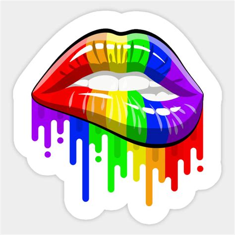 pride lips rainbow sticker teepublic