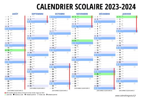 Calendrier Scolaire Excel Word Et Pdf Off