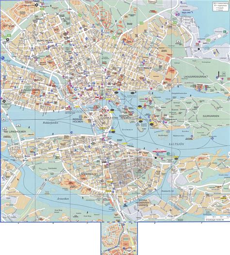 Large Detailed Overall Map Of Stockholm City Stockholm Sweden