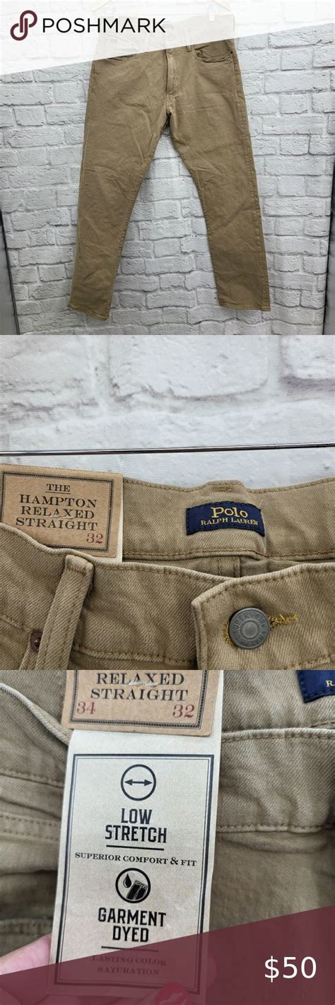 Polo Ralph Lauren Hampton Relaxed Straight Mens Khaki Jeans 34 X 32 In
