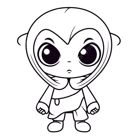 Cute Cartoon Child With The Big Eyes Coloring Pages Outline Sketch