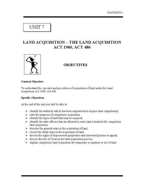 Incorporating amendments up to january 2006. Unit 7 ( LAND ACQUISITION - THE LAND ACQUISITION ACT 1960 ...