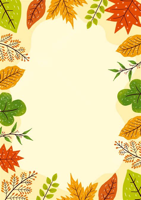 Decorative Border Of Autumn Leaves Page Border Background Word Template