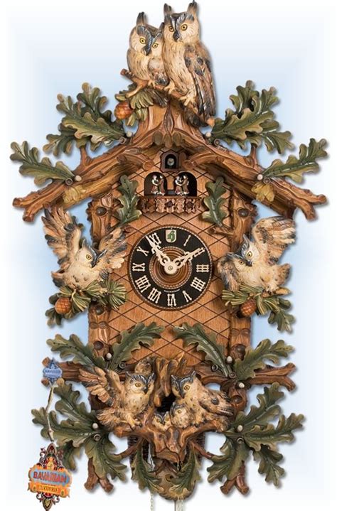 Hones Roosting Owls Cuckoo Clock 35 Bavarian Clockworks