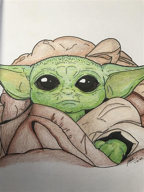 I Was Told To Post This Here Baby Yoda Colored Pencil Art R