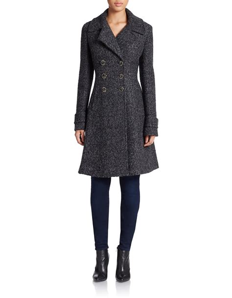 Lyst Ivanka Trump Double Breasted Fit And Flare Coat In Black