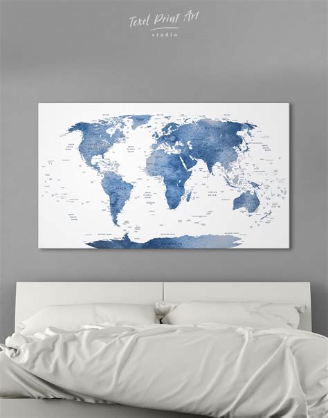 Blue And White Map Canvas Wall Art Texelprintart In 2021 Canvas