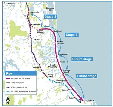 Gold Coast Map Light Rail Tram Theme Parks Amp Suburbs Gambaran