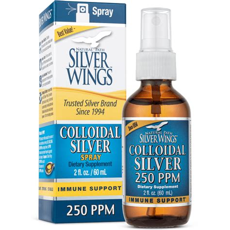 Natural Path Silver Wings Colloidal Silver Spray 250 Ppm 2 Fl Oz Liquid