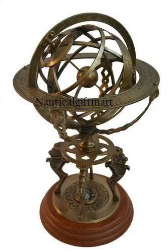 Full Size 18 Brass Armillary Astro Globe Celestial Globe Lion Pillars