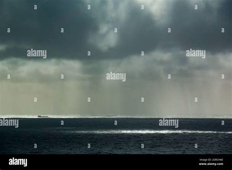 Ship Rain Storm Stock Photo Alamy