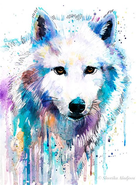 Arctic Wolf Watercolor Painting Print By Slaveika Aladjova Etsy