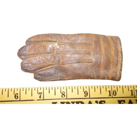 Vintage Pair Of Large Doll Sized Leather Gloves From Reliving Memories