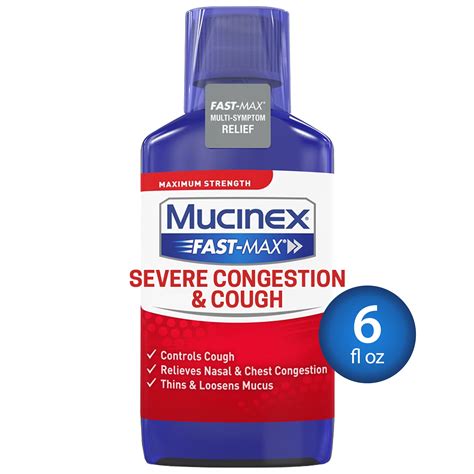 Mucinex Fast Max Maximum Strength Severe Congestion And Cough Liquid 6 Fl Oz